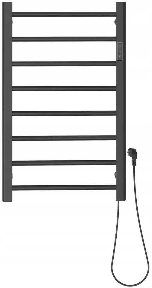 Gamma Erga Pago, elektrické vykurovacie teleso 500x800 mm s digitálnym termostatom na postavenie alebo na stenu, 200W, čierna matná, ERG-LAV-GRZE-E-ST88080500-BK