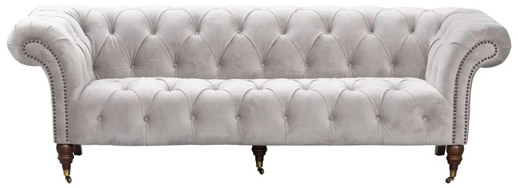 Pohovka Chesterfield Glamour Velvet Light Grey pre 3 osoby