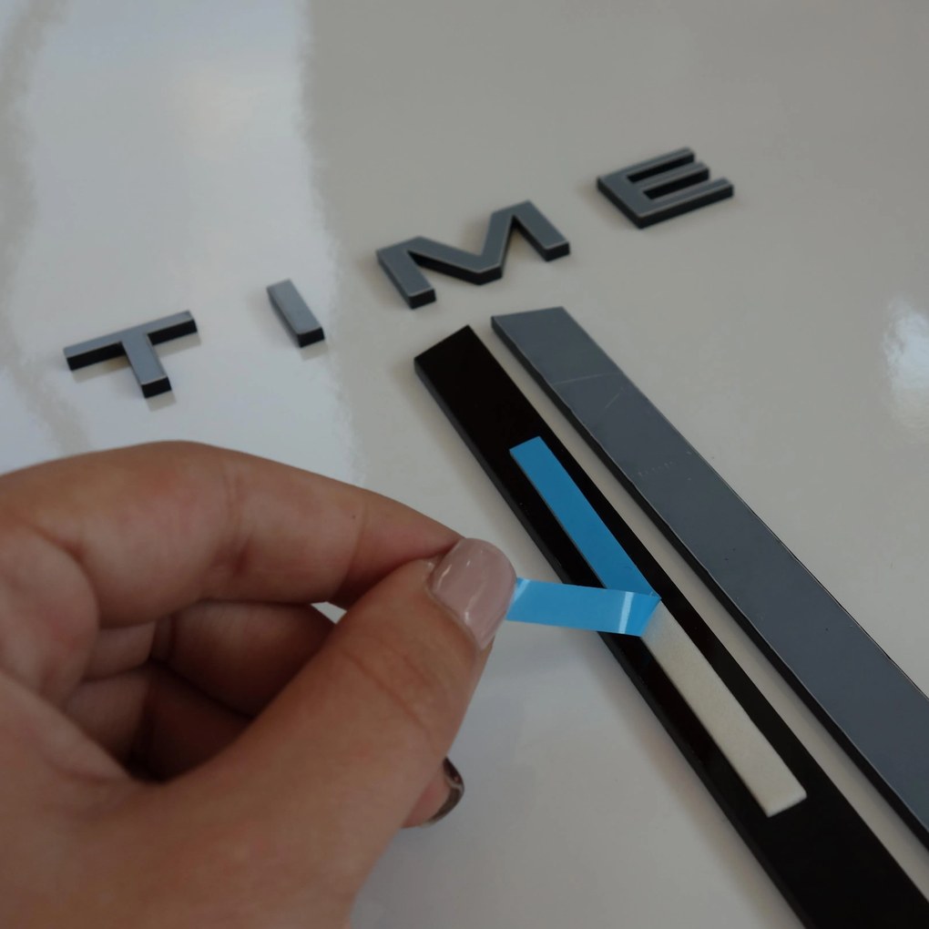 Nástenné hodiny nalepovacie čísla - OPTIC: Čierna Ral 9005 Čierne ručičky 80 cm 3756-36241 12P047 2D PLEXI HEU-