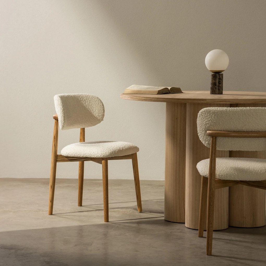 Jedálenská stolička Amalfi bouclé ecru/dub prírodný olejovaný