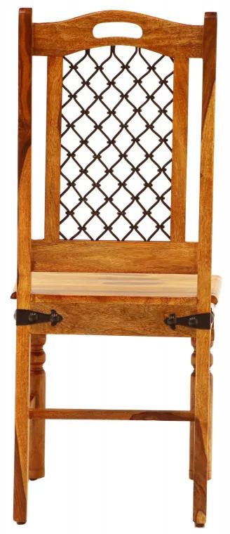Stolička Jali s kovovým výpletom z indického masívu palisander Orech