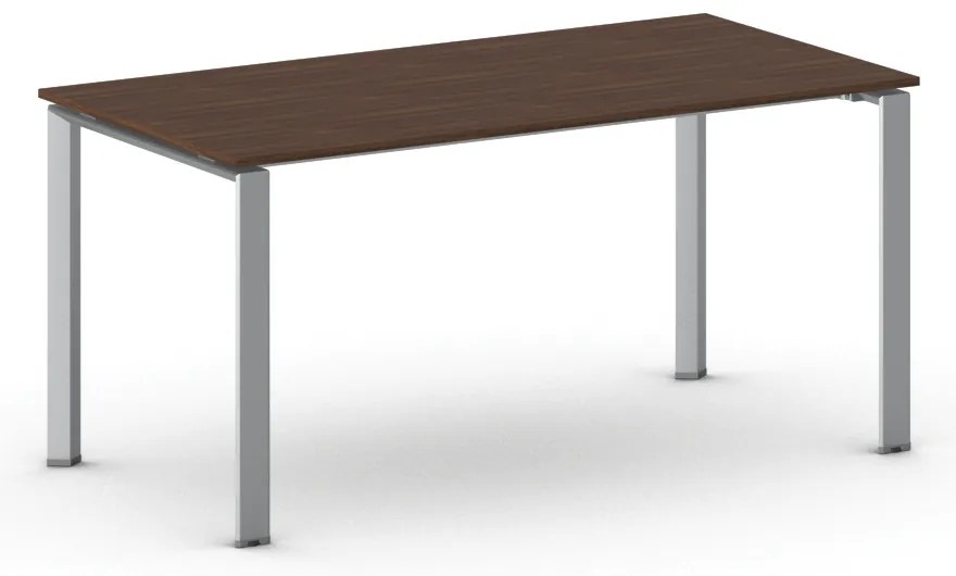 Rokovací kancelársky stôl PRIMO INFINITY, 160x80 cm, sivostrieborná podnož, orech
