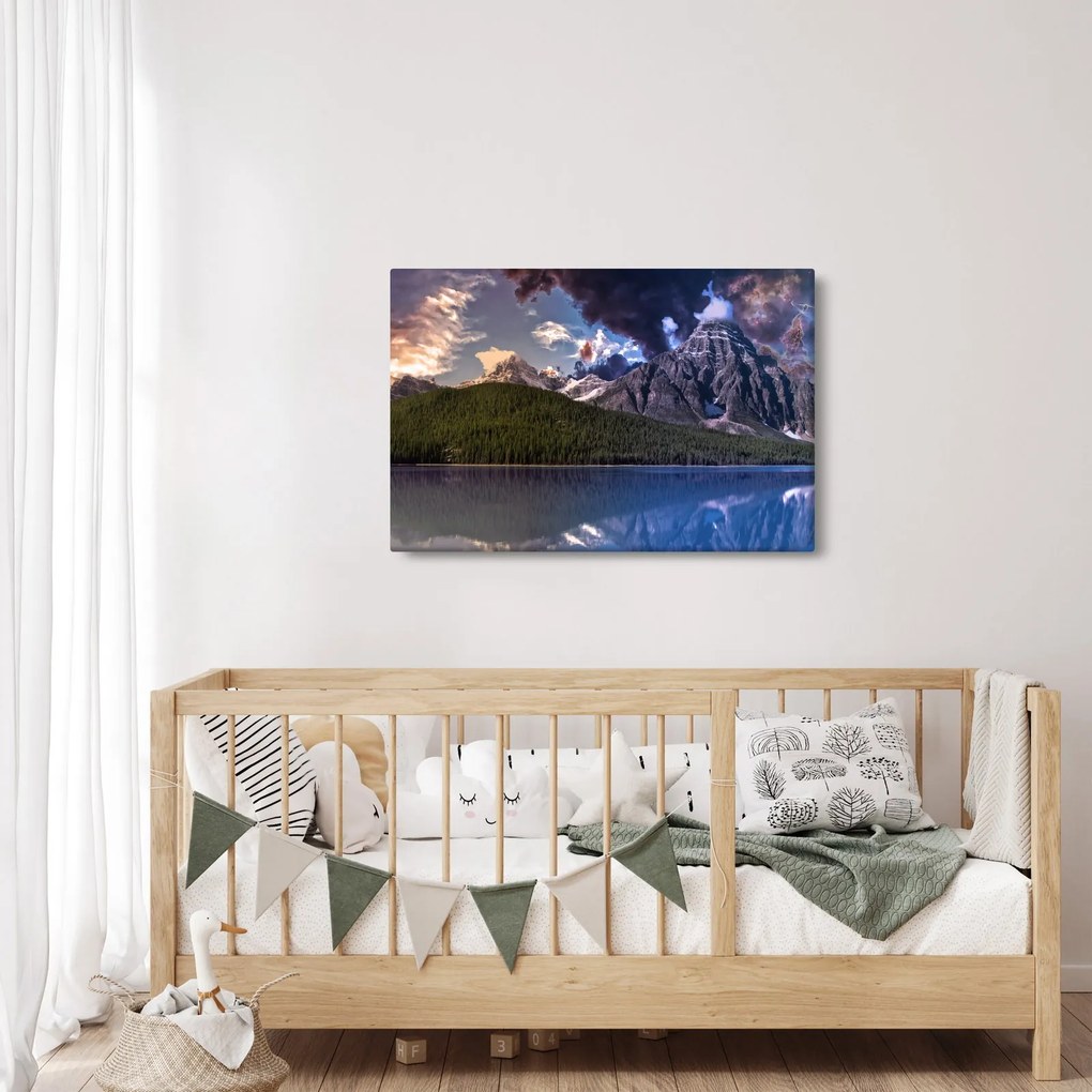 Obraz jazera a hôr (90x60 cm)