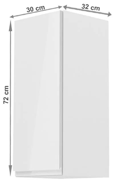 Kondela Horná skrinka, AURORA G30, biela/biely extra vysoký lesk, ľavá