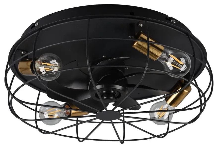 Matne čierne stropné svietidlo na diaľkové ovládanie/s ventilátorom Trondheim – Reality