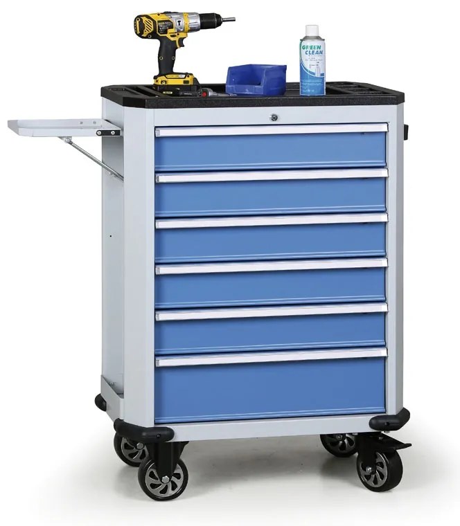 Pojazdný dielenský vozík na náradie EXPERT, 6 zásuviek, modrá
