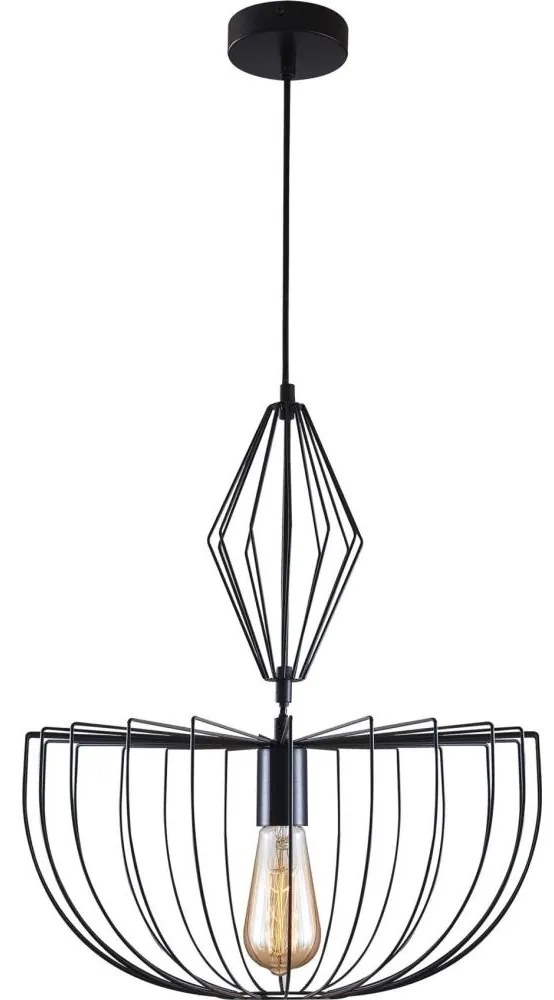 Luster na lanku JASMINA 1xE27/20W/230V pr. 40 cm čierna