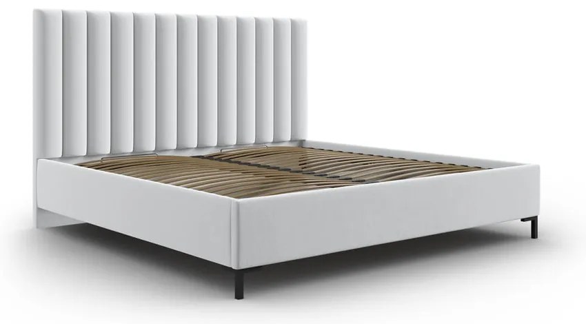 Svetlosivá čalúnená dvojlôžková posteľ s úložným priestorom s roštom 160x200 cm Casey – Mazzini Beds