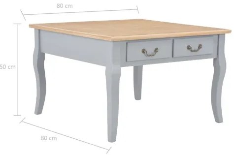 vidaXL Konferenčný stolík, sivý 80x80x50 cm, drevo-