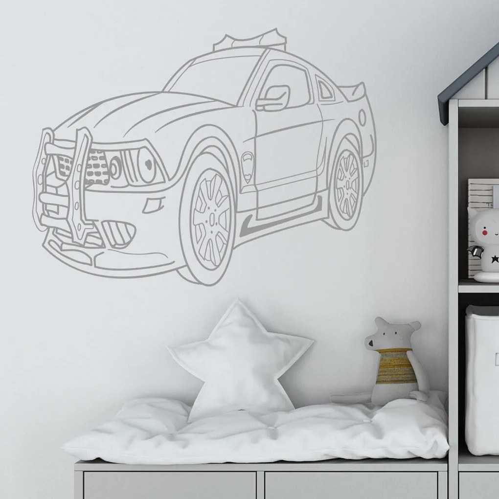 Veselá Stena Samolepka na stenu na stenu Policajné autíčko detské Farba: černá