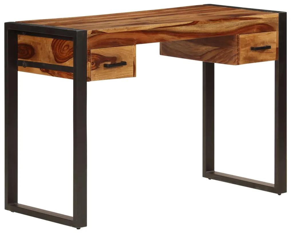 vidaXL Stôl s 2 zásuvkami 110x50x77 cm masívne sheeshamové drevo