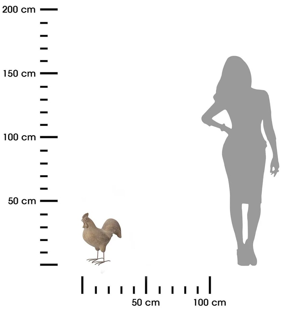 Záhradná figúrka z horčíkovej živice Chicken, 40 cm, béžová