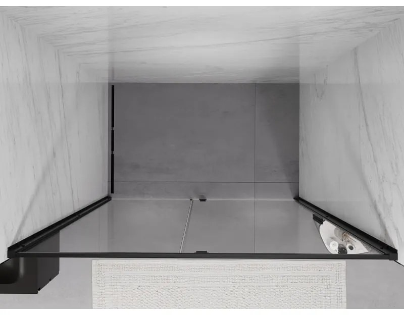 Mexen Exo, 1-krídlové dvere do otvoru 140x200 cm, 6mm číre sklo, čierny profil, 819-140-000-70-00