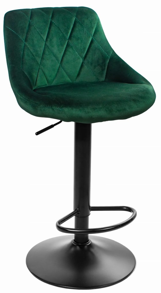 Barová stolička KAST - zamatovo zelená / čierna podnož