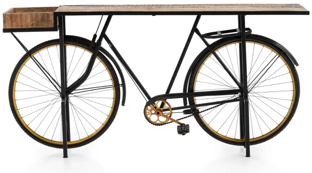 furniture-nabytek.cz - Lakovaný konzolový stůl Bike z kovu, černý – 185×45×90 cm