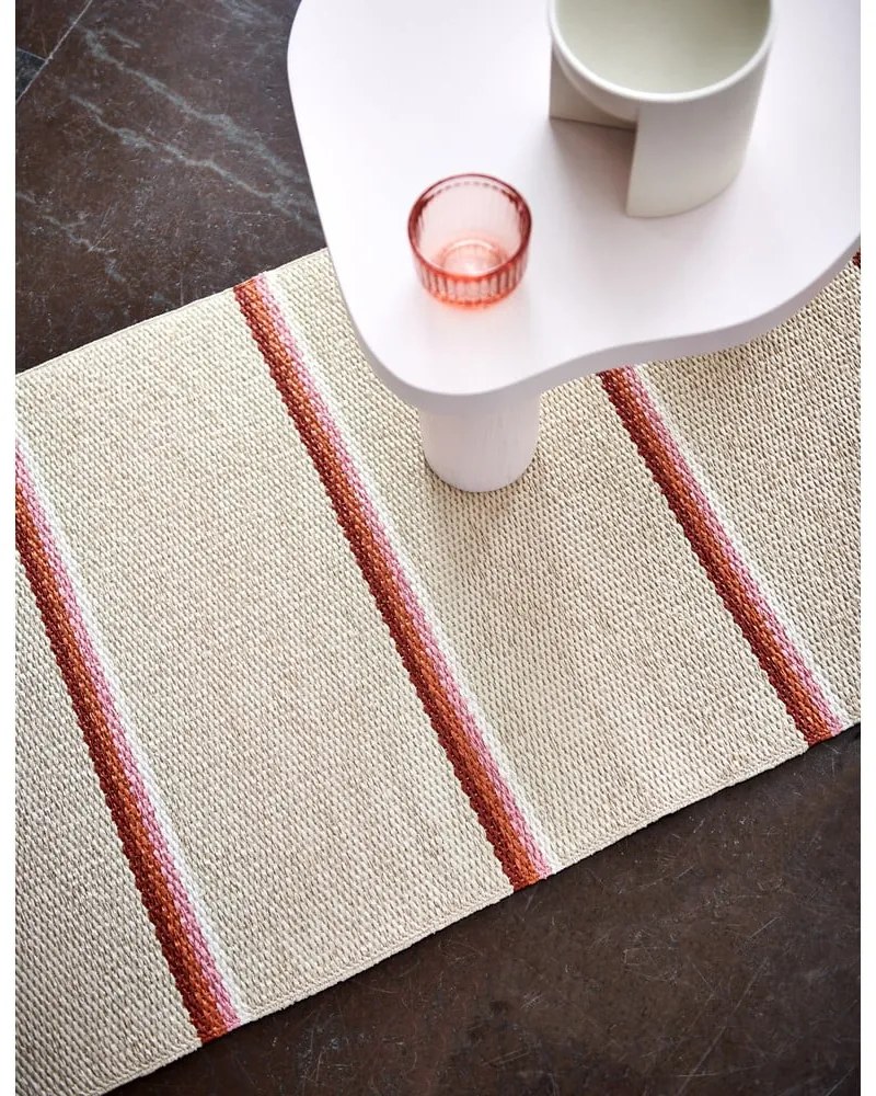 Vnútorný a vonkajší koberec v tehlovej farbe/krémový 70x90 cm Olle Brick Cream – Pappelina