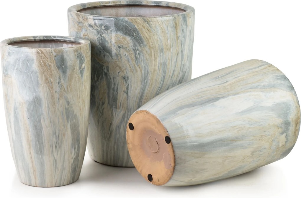 Sada 3 ks kvetináčov NEVA MARBLE VII sivá/béžová