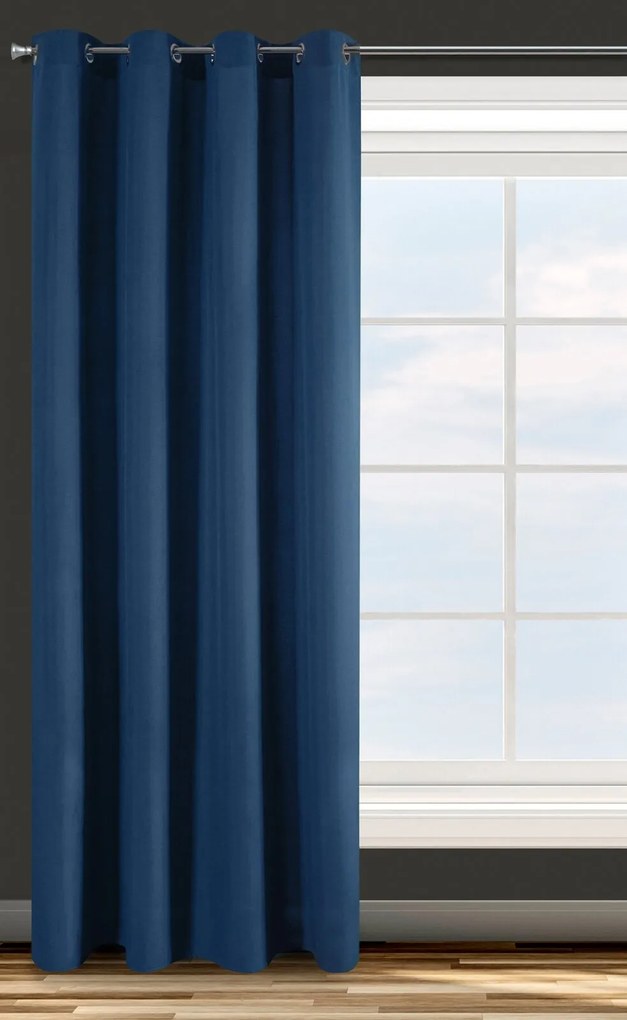 ZÁVES NA KRÚŽKOCH ADORE 140X250 CM TMAVOMODRÁ