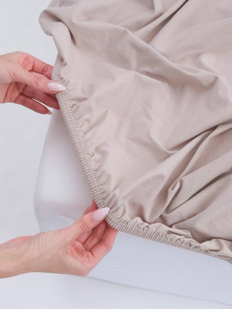 Jersey plachta do postieľky s elastanom Deluxe 70 × 140 cm – cappuccino