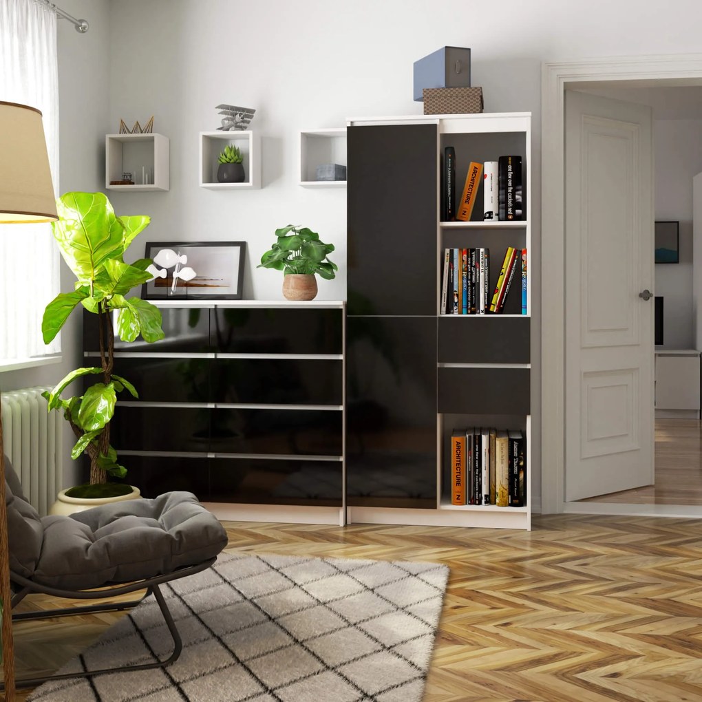 Skriňa Rexa II 80 cm biela/čierna