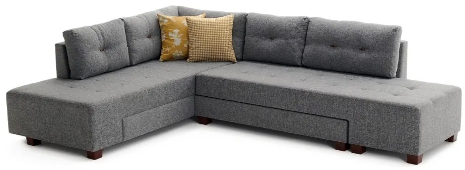 Rohová rozkladacia pohovka Manama sivá II ľavá