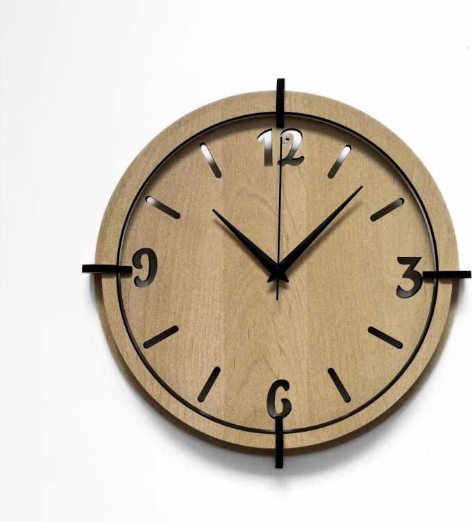 Drevené nástenné hodiny s 3D číslami | Moderný dizajn do interiéru | SENTOP HDF0601-MAPLE