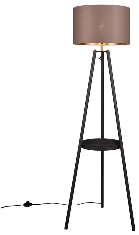 Čierna stojacia lampa s poličkou (výška 152 cm) Colette – Trio