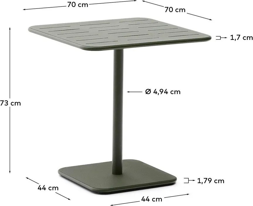 Oceľový záhradný jedálenský stôl 70x70 cm Brai – Kave Home