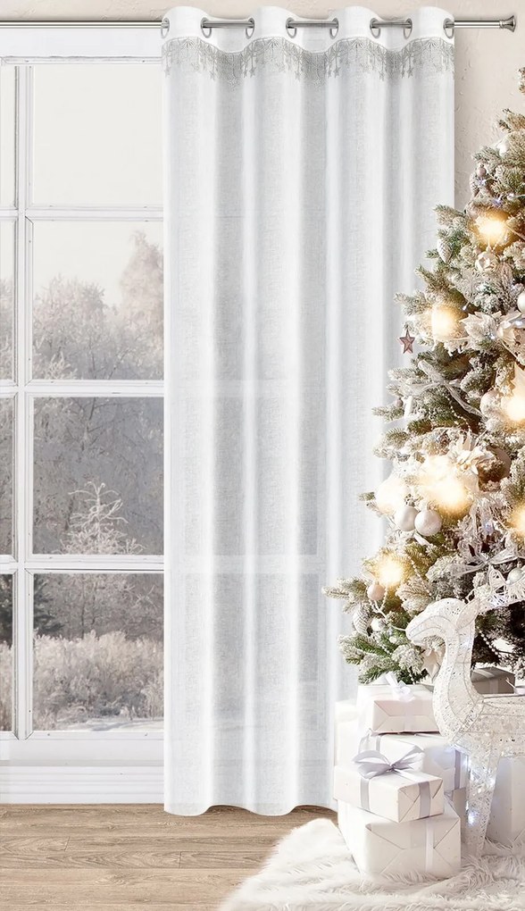 EUROFIRANY VIANOČNÁ ZÁCLONA NA KRÚŽKOCH XMAS 140X250 CM HVIEZDY