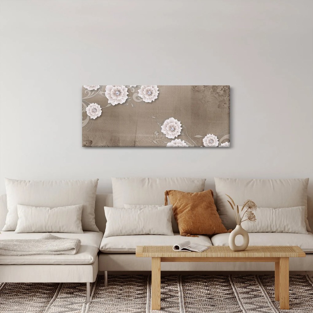 Obraz - Drapérie s kvetmi (120x50 cm)