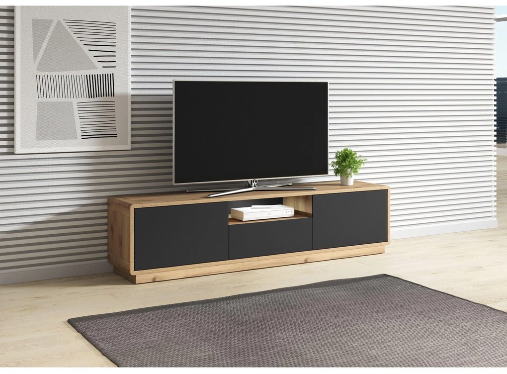 TV stolík Albert Typ 39 (dub taurus + čierna matná). Akcia -20%. Vlastná spoľahlivá doprava až k Vám domov. 1034881