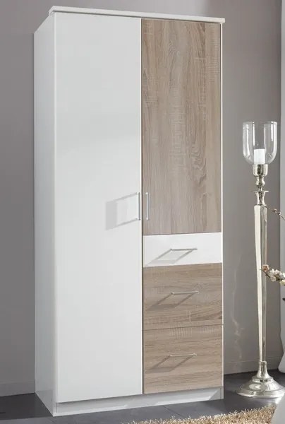 Šatníková skriňa bez zrkadla Click, 91 cm, biela/dub sonoma