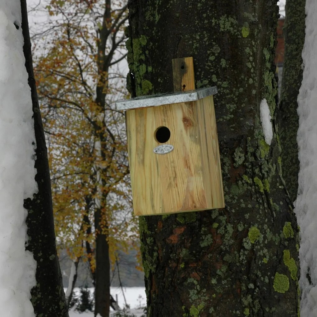 Vtáčia búdka Simi, 34x17x19,5 cm, drevo/kov, hnedá
