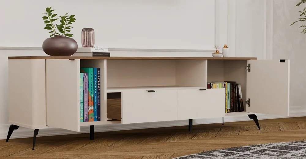 TV stolík CORDOBA 2D2S kašmírový/dub Castello