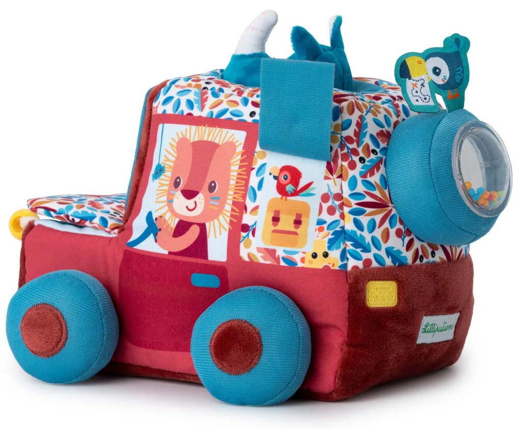 Lilliputiens - textilné autíčko s aktivitami a zrkadielkom