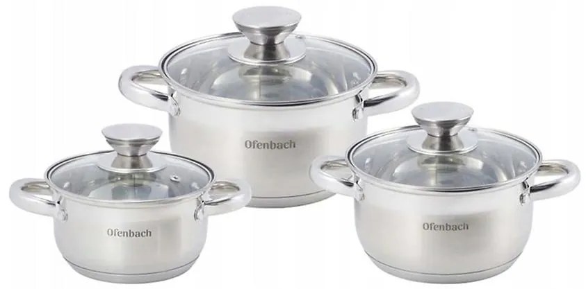 Komplet hrncov 6 ks. (1.1l. 1.7l. 2.4l)