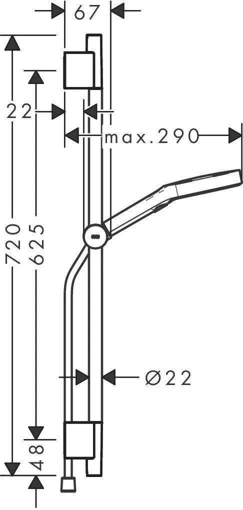 Hansgrohe Rainfinity, sprchová sada 130 3jet s tyčou S Puro 65 cm, chrómová, HAN-28745000