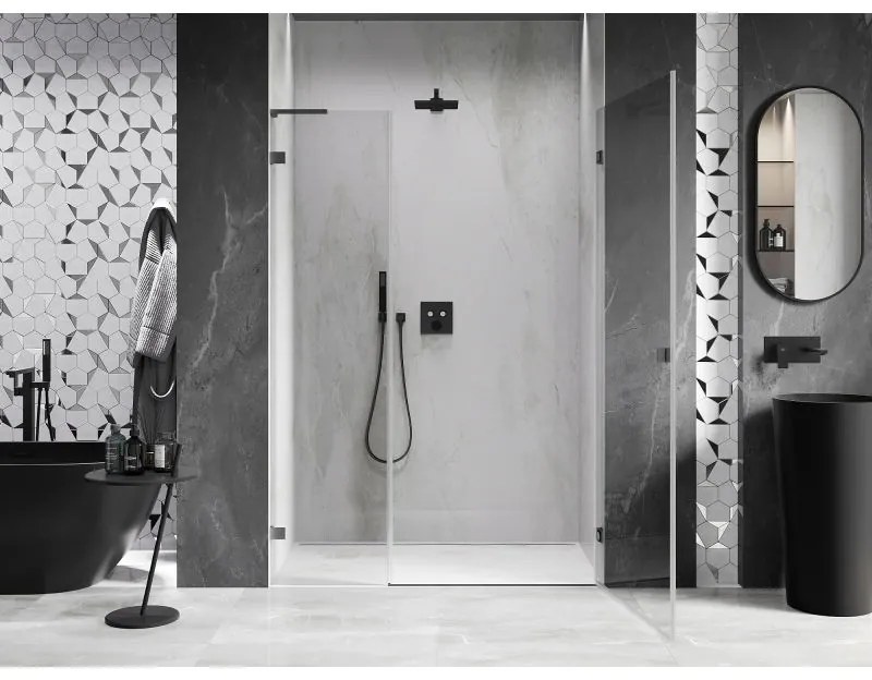 Mexen Lunar-B, L Otočné pravé sprchové dvere 130 cm, 8mm číre sklo, grafitový profil, 832SL-130-050-95-00-P