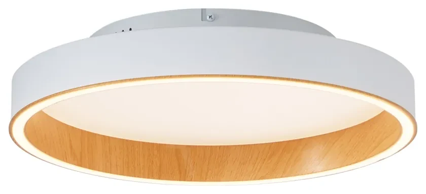 Dizajnové stropné svietidlo biele s drevom 40 cm vrátane LED 3-stupňového spínača - Ingo