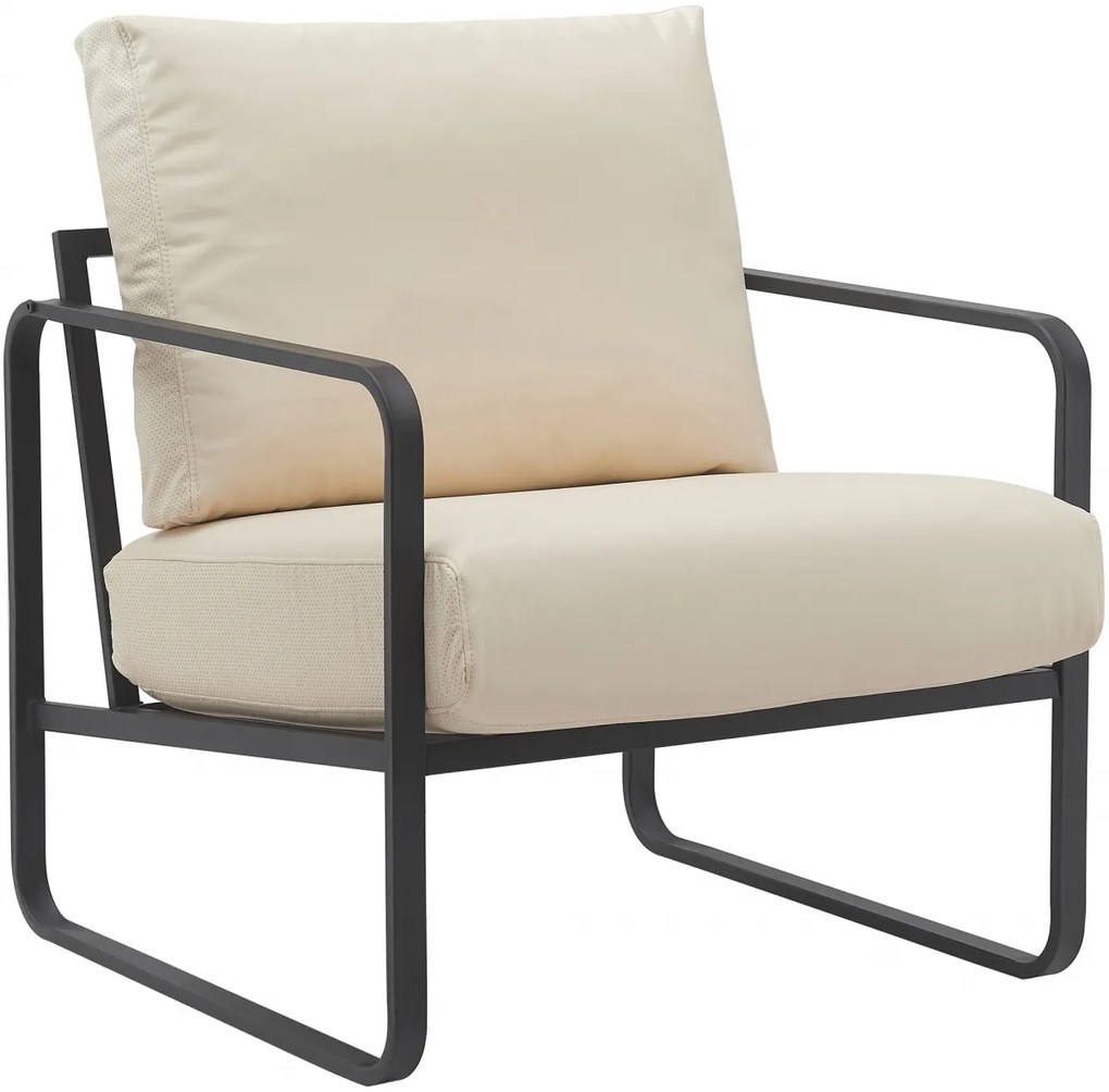 Design-Shop Kreslo Manea - koženka / kov - Krémová