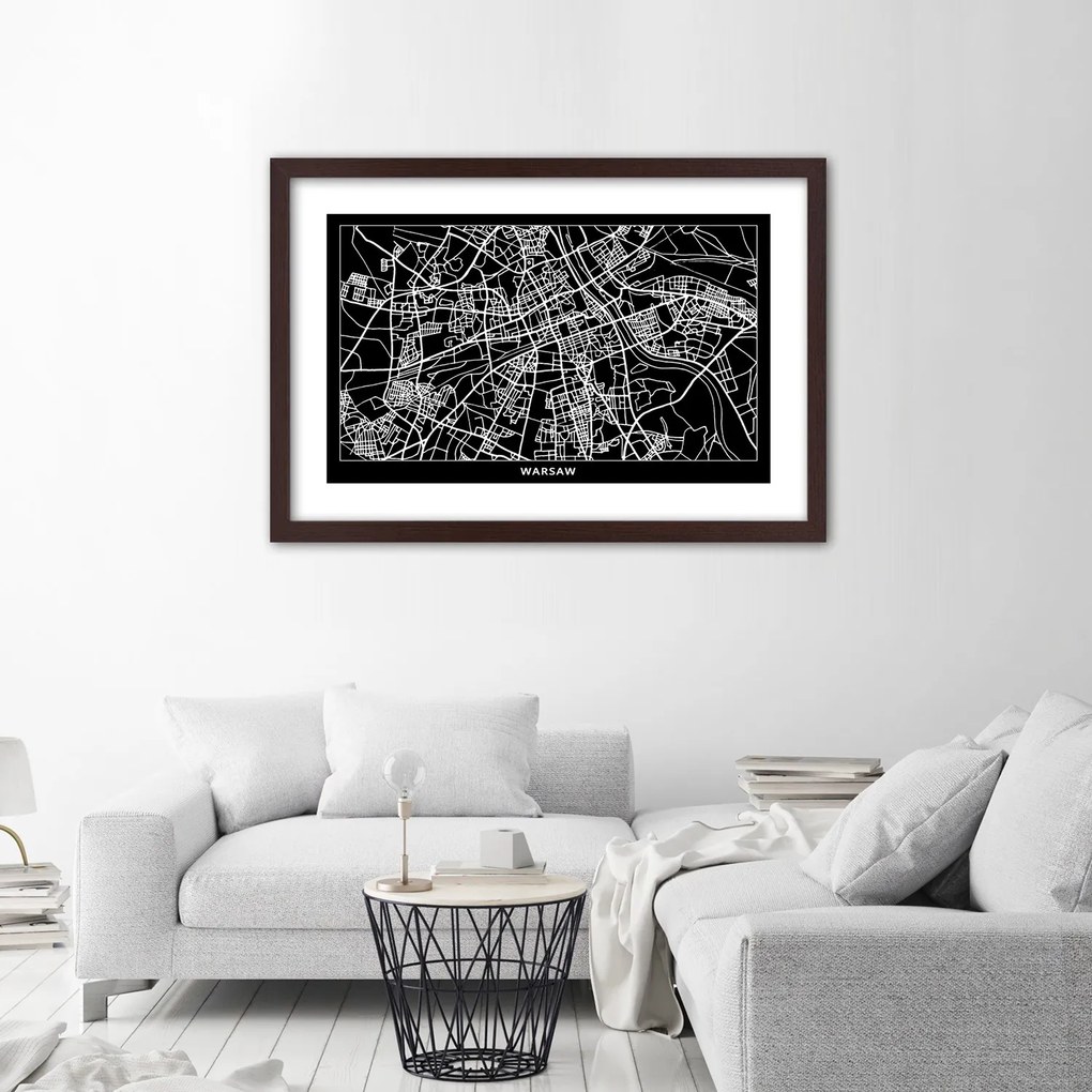 Gario Plagát Plán mesta Varšava Farba rámu: Bez rámu, Rozmery: 45 x 30 cm