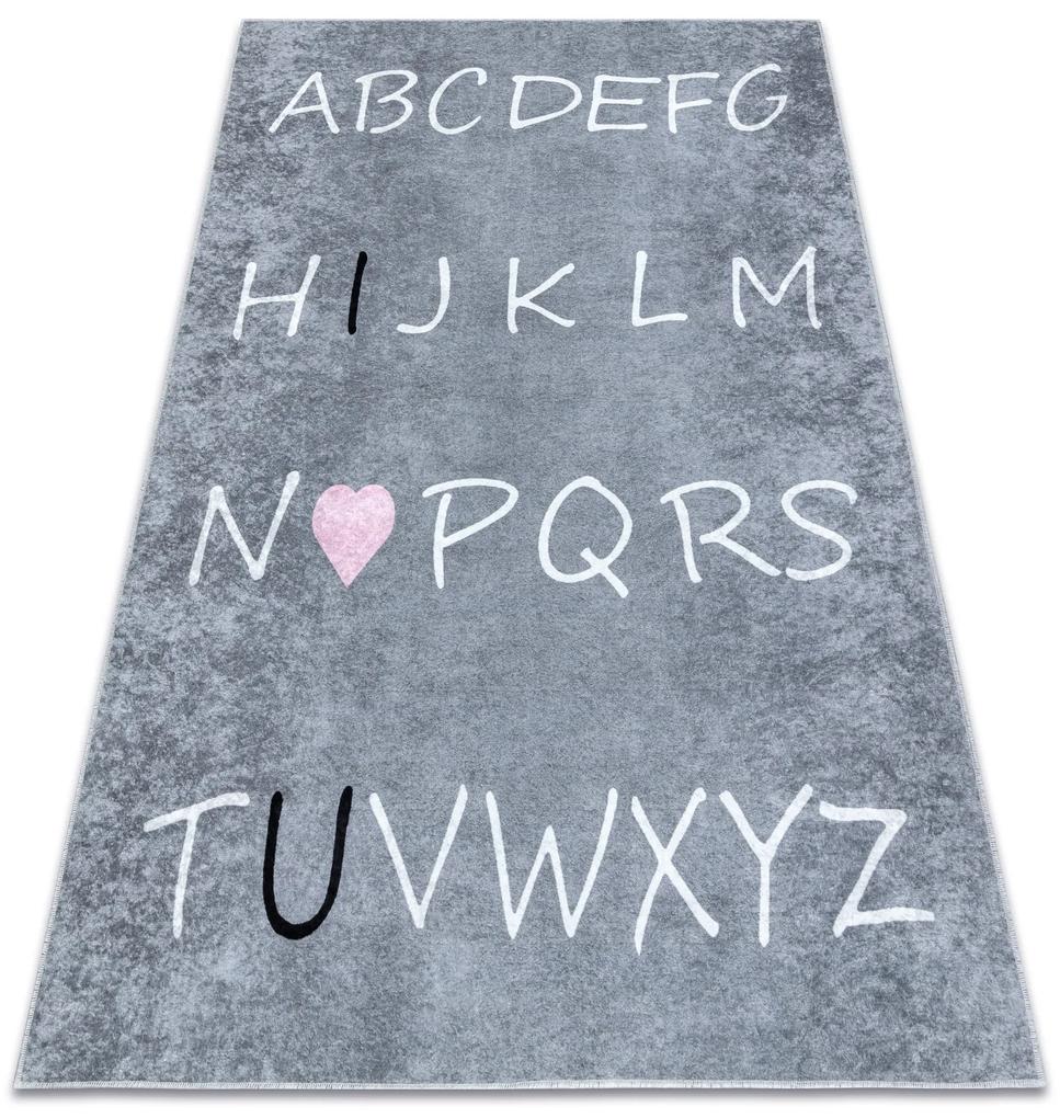 Detský koberec JUNIOR 52106.801, abeceda, sivý