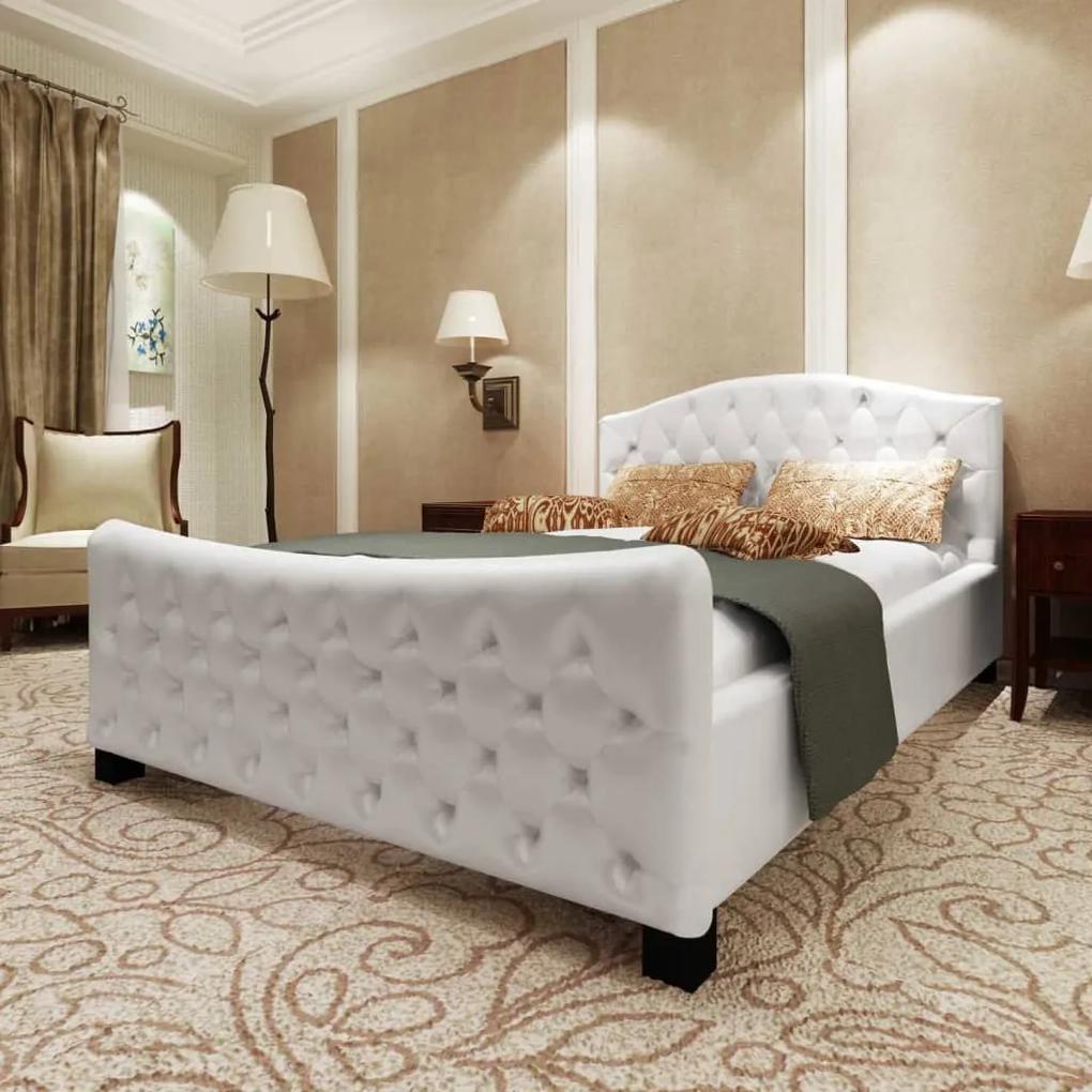 vidaXL Rám postele z umelej kože, 180x200 cm, biely