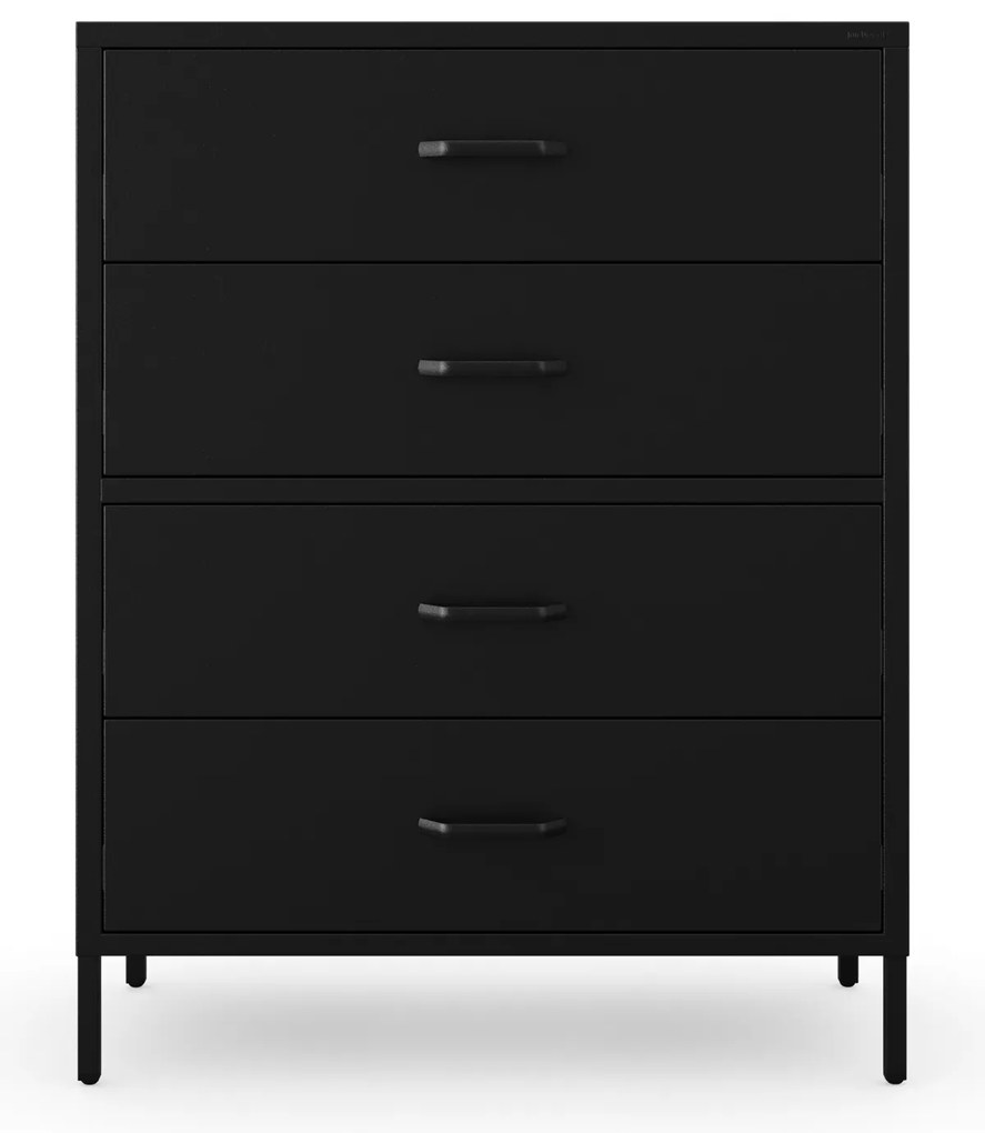 Čierna kovová komoda so zásuvkami na nožičkách CARLA Modern 800 x 1015 x 400 mm