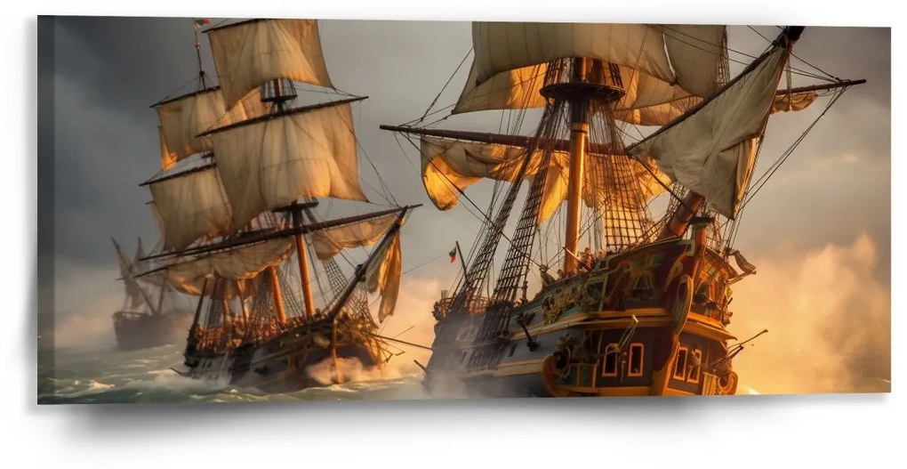 Sablio Obraz Plachetnica vo vlnách - 110x50 cm