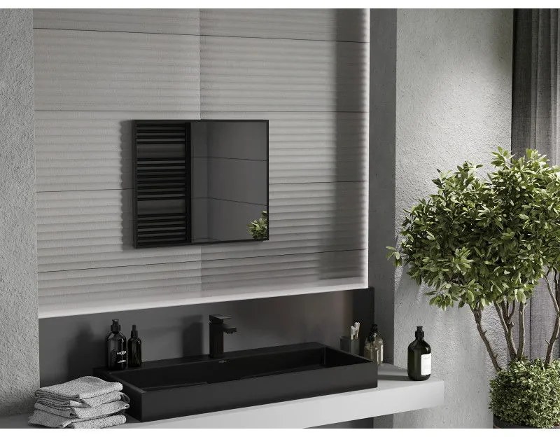 Mexen Loft, obdĺžnikové kúpeľňové zrkadlo 60 x 50 cm, farba rámu čierna matná, 9852-060-050-000-70