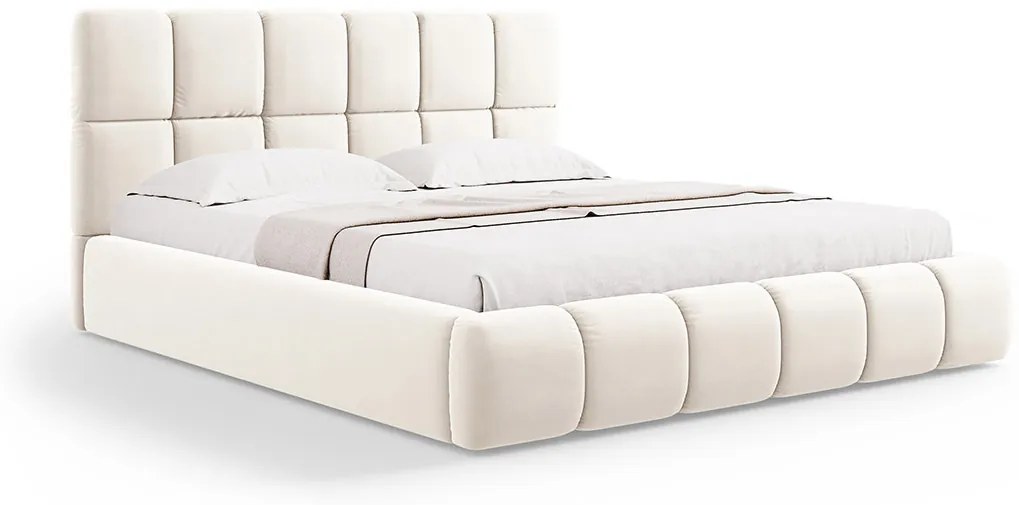 Micadoni Bellis moderná posteľ - Svetlobéžová, Zamat, 140 cm