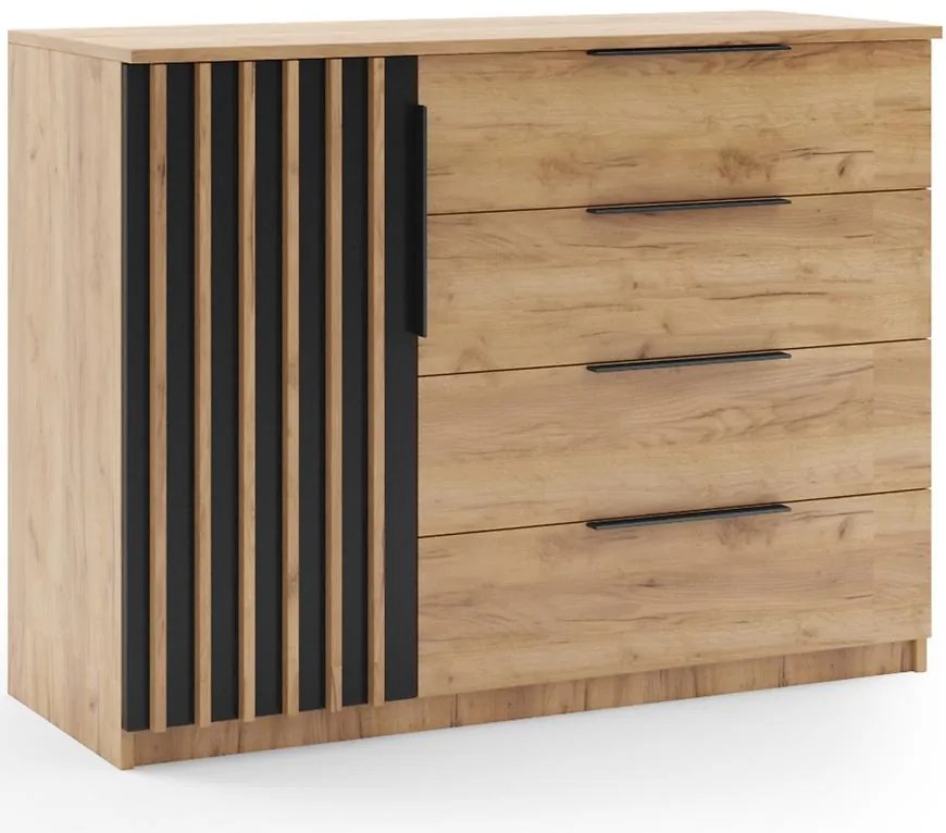 Komoda Sorento II 120 craft zlatý/čierna