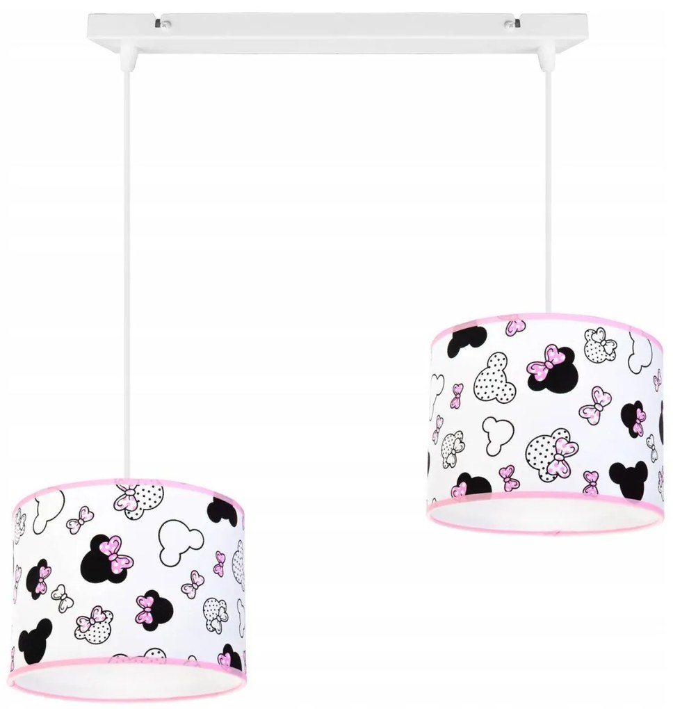 Detské závesné svietidlo Minnie, 2x textilné tienidlo so vzorom