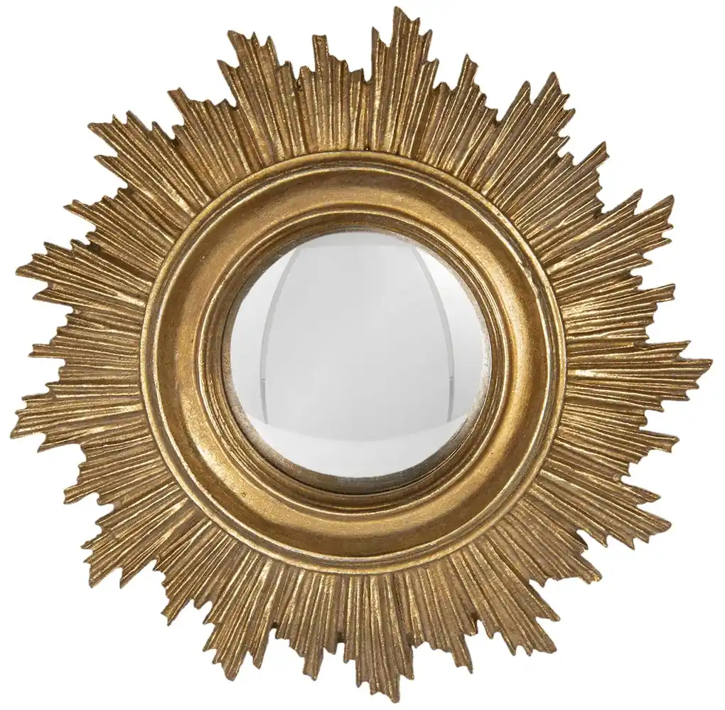 Nástenné zrkadlo v masívnom zlatom ráme s lúčmi Soleil - Ø 18 * 2 cm | BIANO